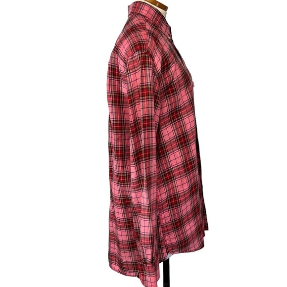 Barbour Button Down Linen Cotton Blend Men Medium Pink Plaid - Picture 3 of 9